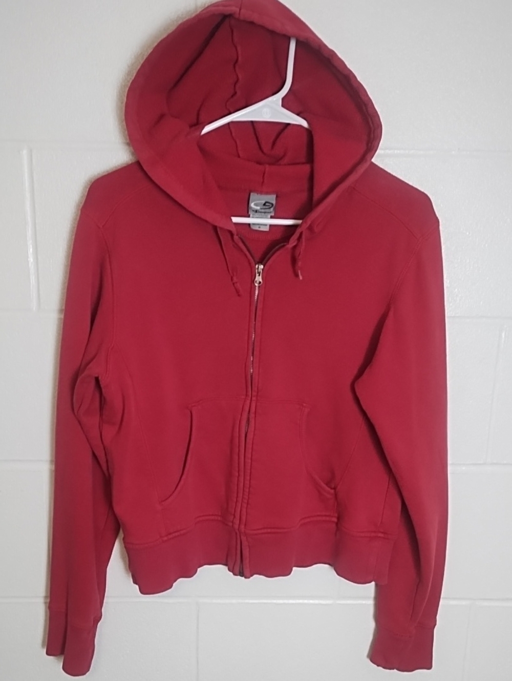 C9 CHAMPION Cropped Red Full-Zip Hoodie Sweatshirt Jacket Medium